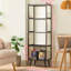 Wooden Collectibles Display Cabinet with Doors, Curio Cabinet 3 Tiers Bookcase
