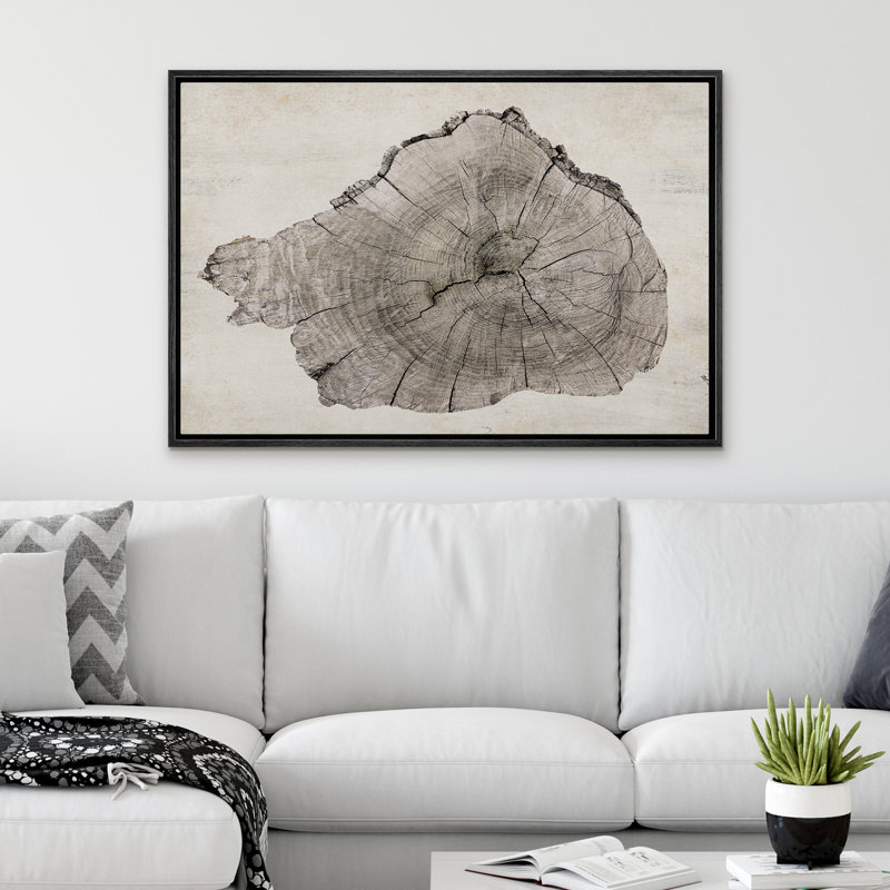 «Wood Tree Ring Log Neutral Farmhouse Cabin Cottage Eathy Decor», reproduction d'art sur toile encadrée, H 24 po x l 36 po