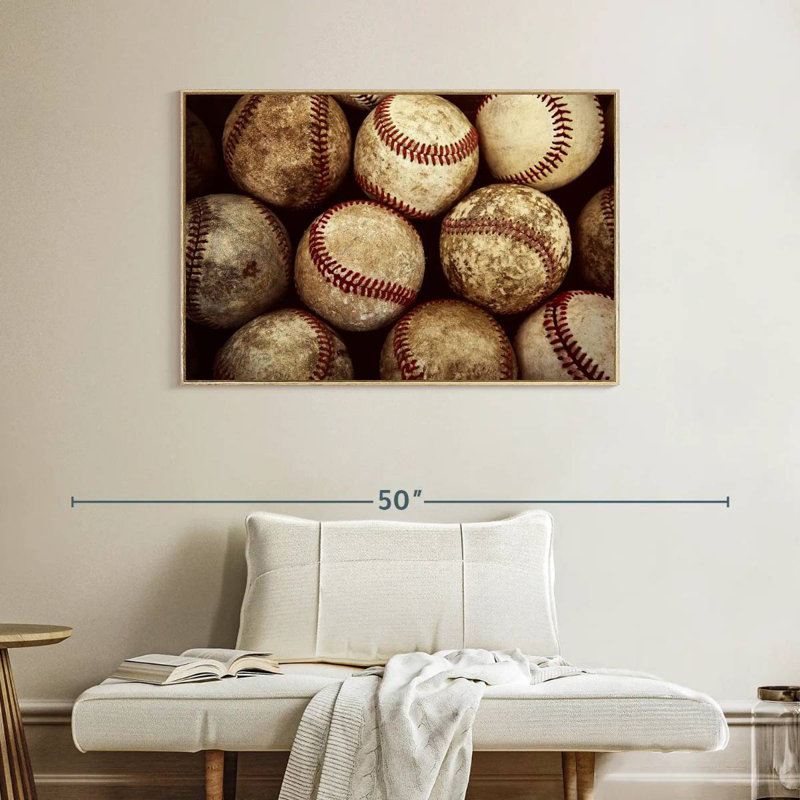 Balles de baseball, Cadre flottant en bois naturel, 40 po x 27 po