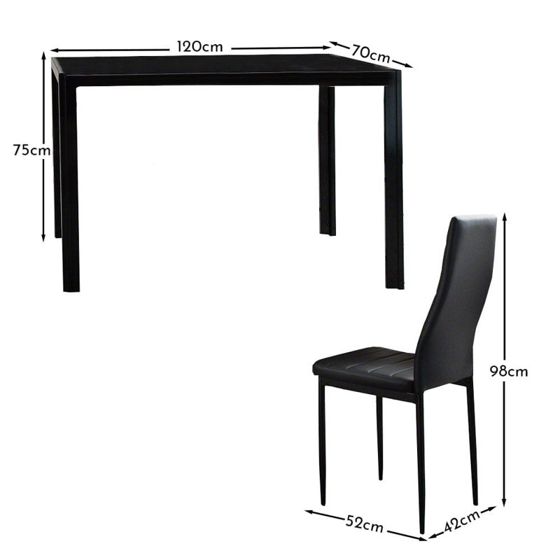 Gorge 4 - Person Dining Set, Black