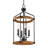 24" 4-Light Modern Farmhouse Lantern Pendant Light, Open Design, Rattan Accents + Black Finish