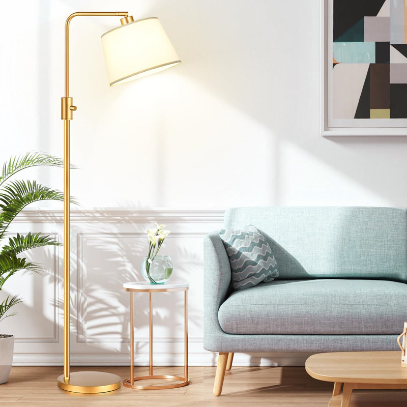 Dimmable Floor Lamp, 1000 Lm Led Edison Bulb Included, Modern Arc Floor Lamps For Living Room Bedroom, Brass, White