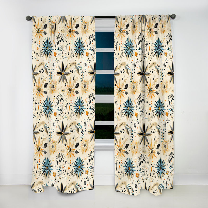 Nomadic Serenity Boho Pattern III - Bohemian Velvet Curtain - Room Darkening - 1 panel, 52" W x 108" L
