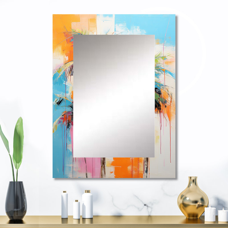 Palmiers Palm V - miroir de palmiers, miroir mural décoratif traditionnel, impression d'art en métal, 32 po x 24 po
