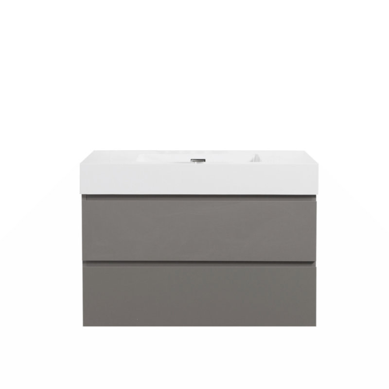 Meuble-lavabo simple avec plateau 35,8 Shveta, Gris, Blanc