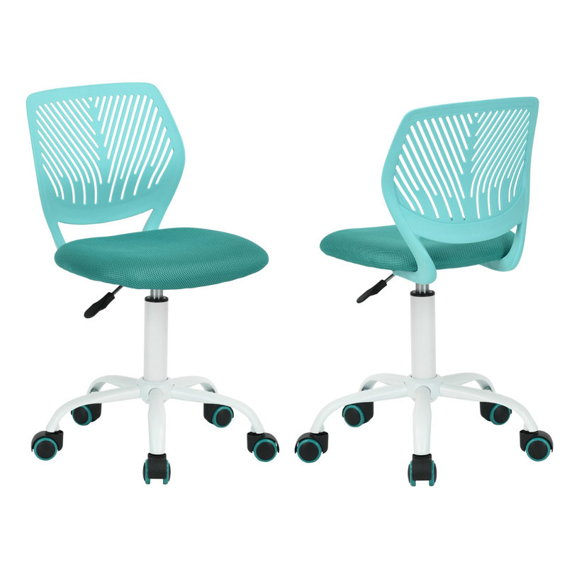 Chaise de bureau moderne avec siège en tissu Denishia, Turquoise