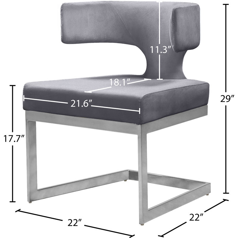 Chaise d'appoint en velours Alexandra, Velours gris, Chrome chrome