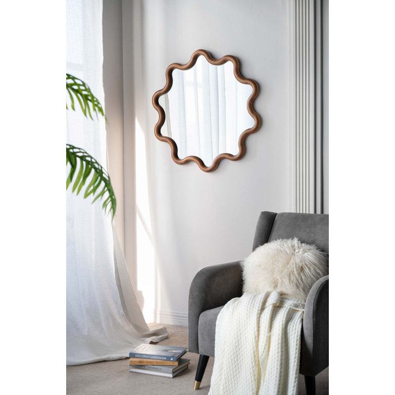 Miroir d'appoint 31 "x 30" en bois avec cadre unique