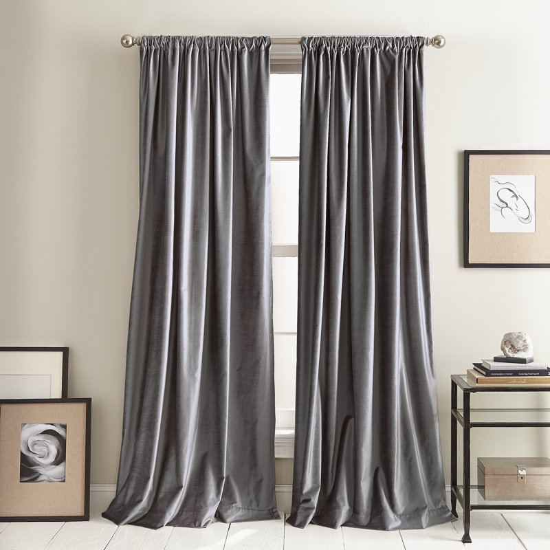Paire de rideaux obscurcissant avec passe-tringle Modern, Anthracite, L 50 po x L 96 po