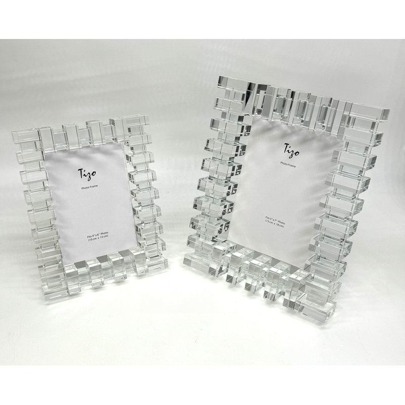 Crystal Glass Picture Frame, 4" W x 6" H