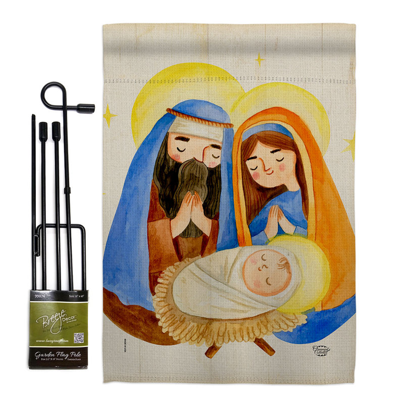 Ensemble de drapeaux en polyester 19 x 13 po Crèche de Noël