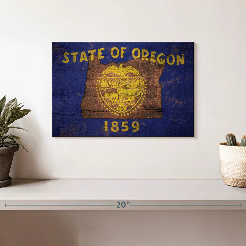 Carte d'État sur le drapeau de l'Oregon, H 8 po x l 12 po