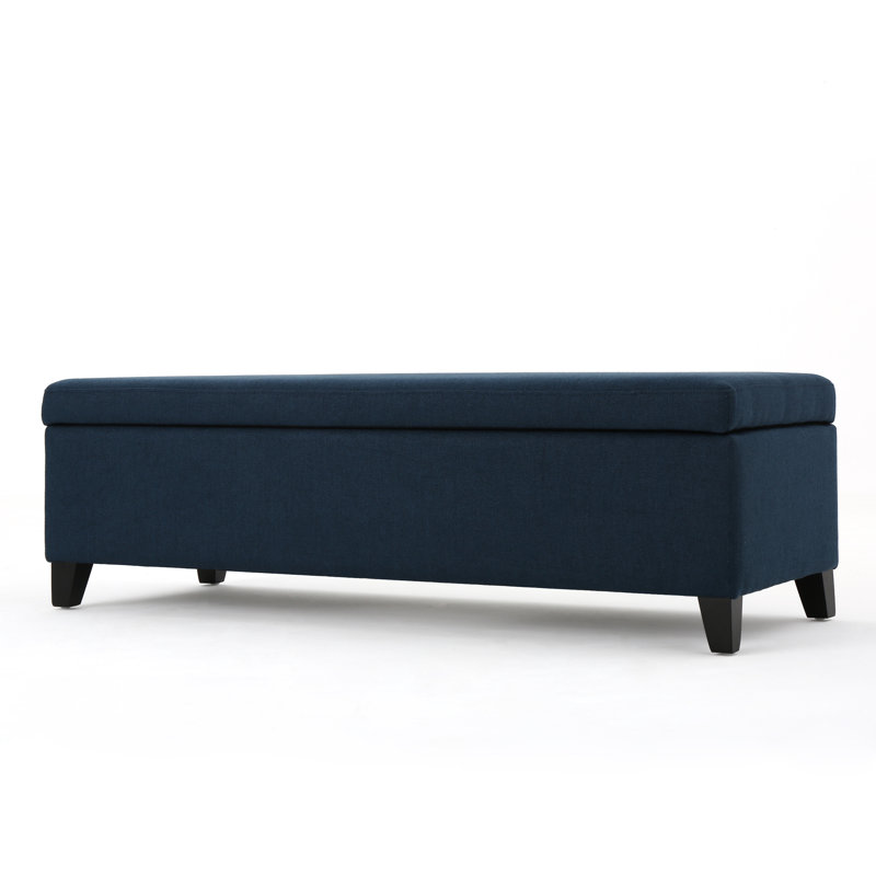 Grand rangement/repose-pieds rectangulaire de 50,5 po Afrim, Mélange de polyester bleu marine