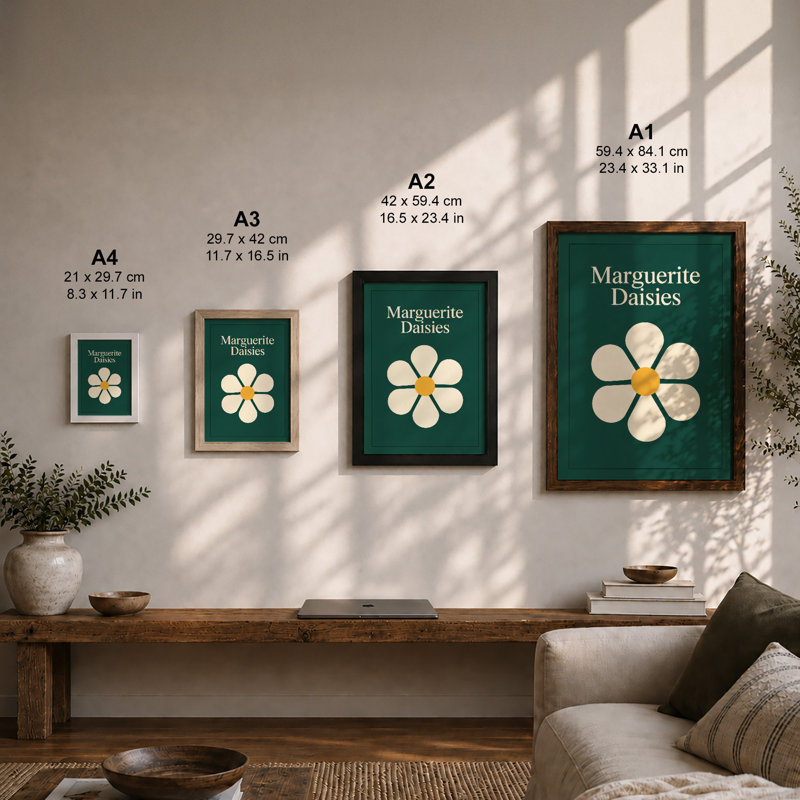 Marguerite Daisies Botanical - Print, Oak, A4 - 29.7 x 21.0 cm