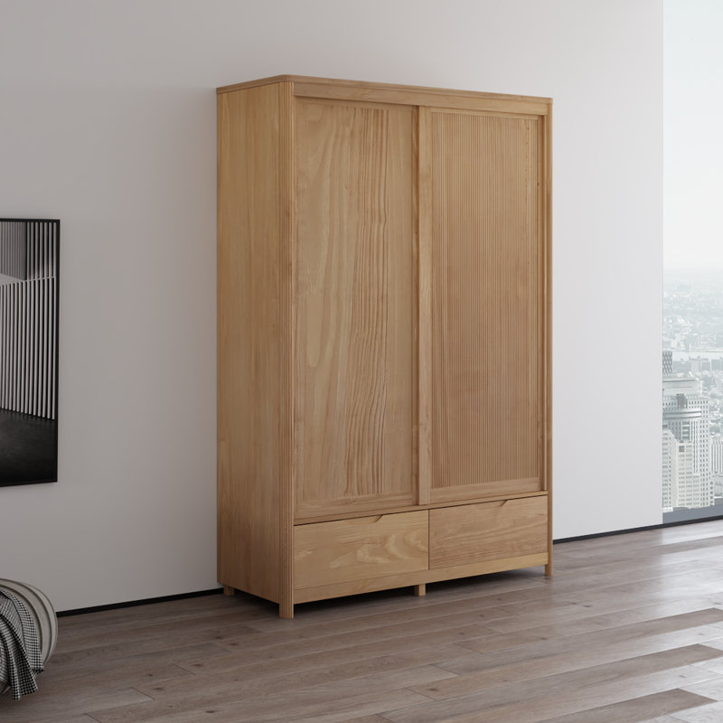 Armoire 2 tiroirs en bois massif avec tiroirs Nest