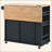 Kitchen Island With Power Outlet,Kitchen Storage Island With Drop Leaf And Rubber Wood,Open Storage And Wine Rack,5 Wheels,With Adjustable Storage For Home, Kitchen, And Dining Room, Black-934773025