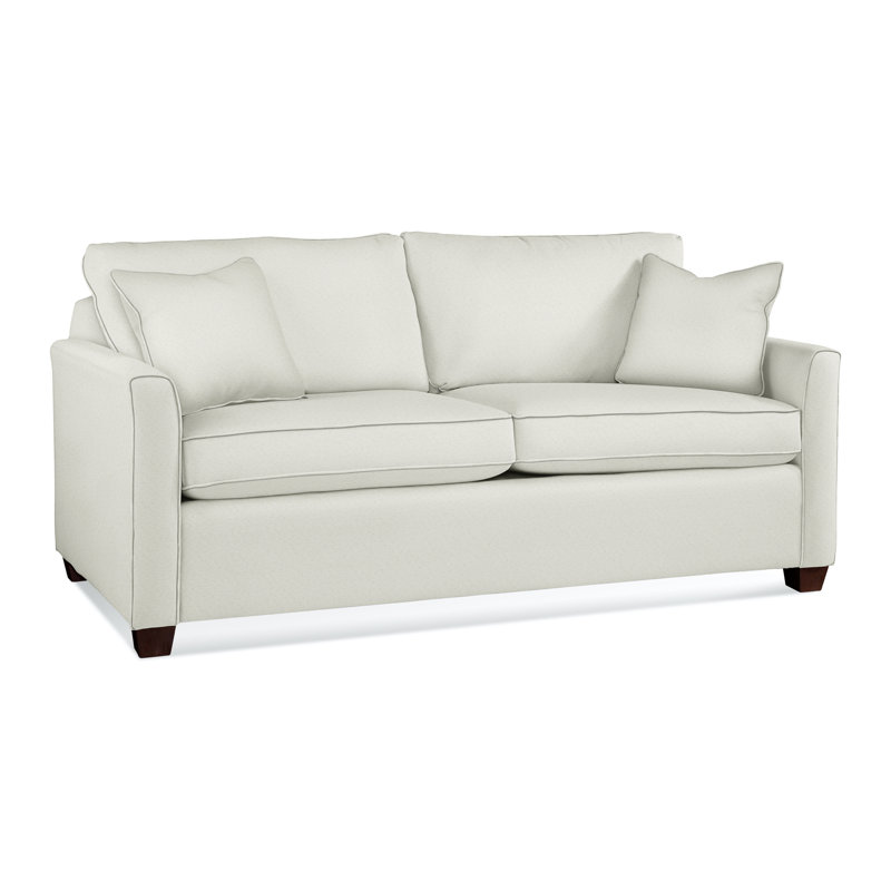 Charleston 77" Sleeper Sofa, Innerspring, Java, Light Blue/White Striped Polypropylene/Olefin