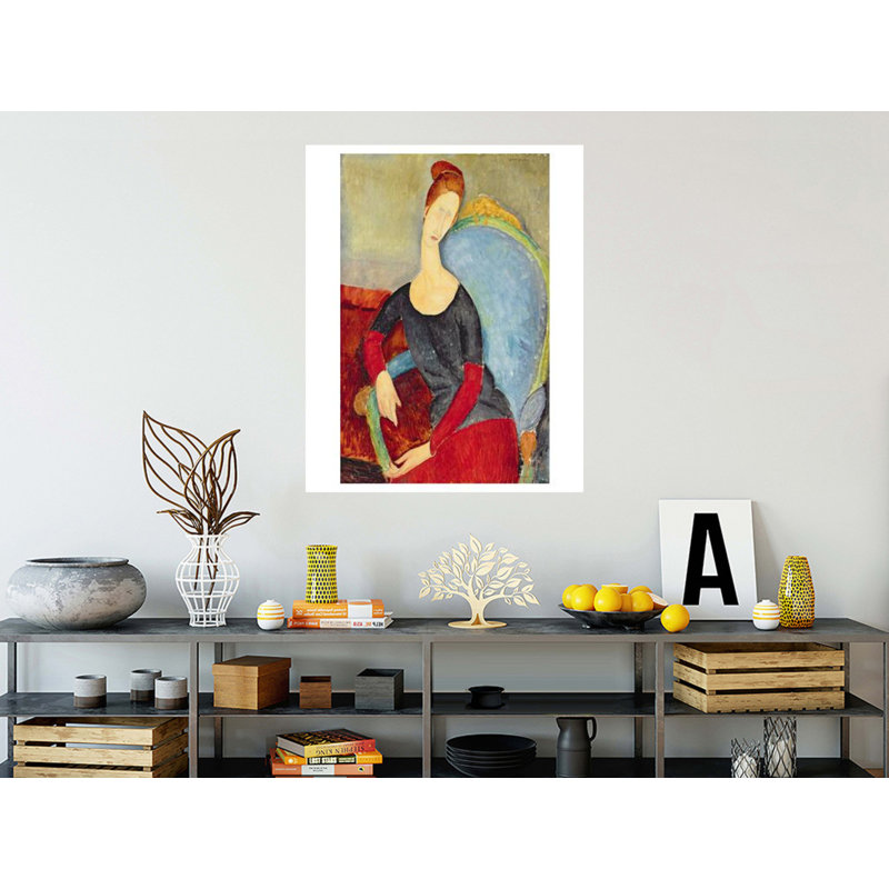 «Mme Hebuterne in a Blue Chair» par Amedeo Modigliani - Estampe numérique, H 40 po x l 32 po