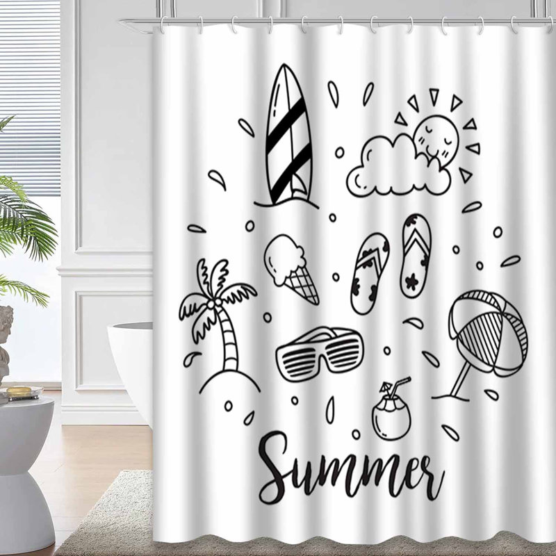 Rideau de douche imperméable à l'eau avec 12 crochets, L 72 po x l 84 po