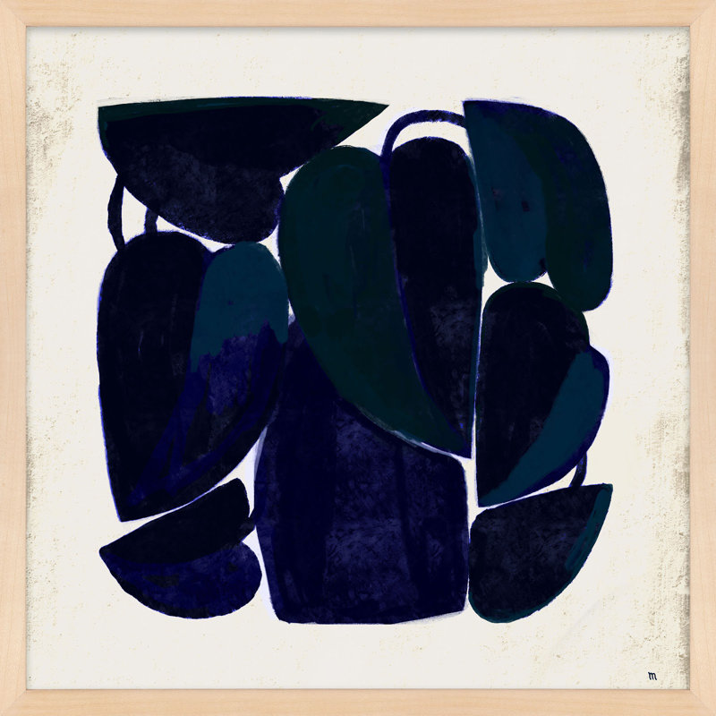 Blue Floral Print by StudioM, Maple Framed, 24" H x 24" W x 1.25" D
