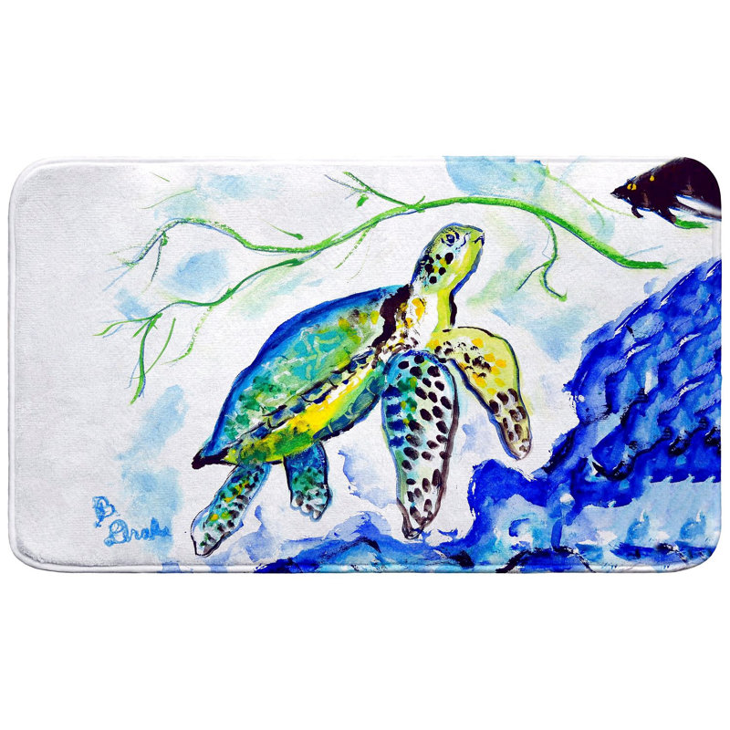 Tapis de bain Yellow Sea Turtle, Simple - L 18 po x l 30 po