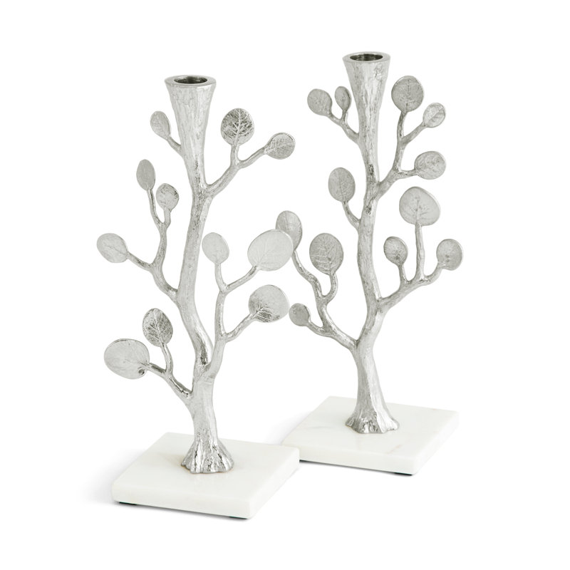 Botanical Leaf Candleholders, Silver