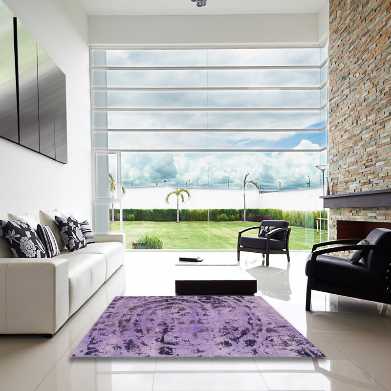Tapis décoratif multicolore à motif abstrait, Carré 7 pi