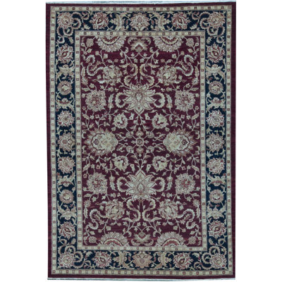 Sultanabad Wool Oriental Area Rug in Red/Navy/Beige