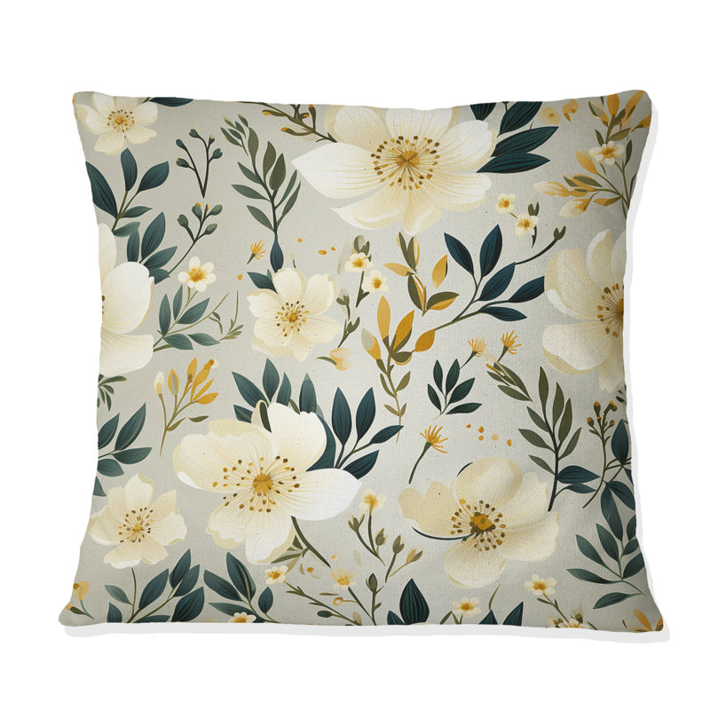 Coussin Playful Poppy Blossom Radiance I - imprimé floral, H 16 po x l 16 po