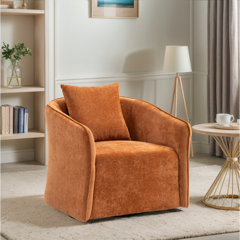 Fauteuil demi-tonneau pivotant avec accoudoirs évasés modernes l 29,48 po, Brun