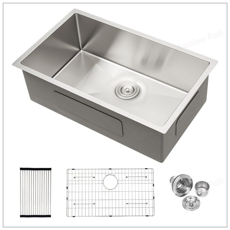 Undermount Kitchen Sink - 32x19 Inch Stainless Steel 16 Gauge Deep Single Bowl, Durable and Easy to Clean