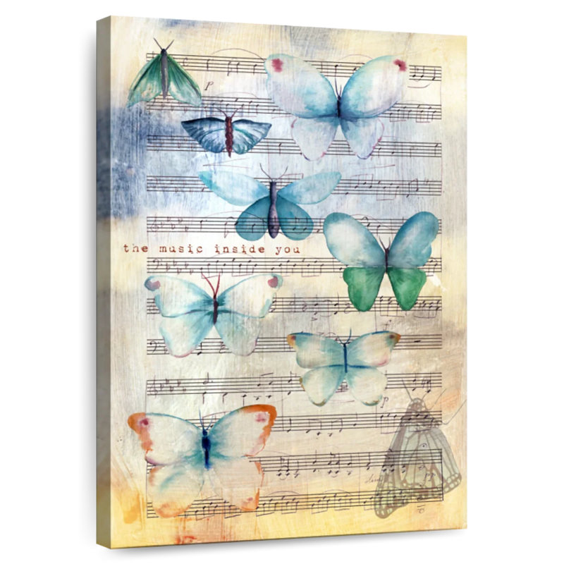 Abarca, musique et papillons, H 51 po x l 34 po