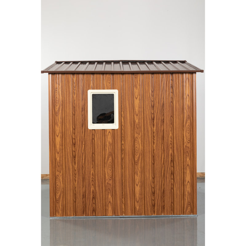 6Ft X Outdoor Metal Storage Shed With Galvanized Iron Structure, Easy Build, - Coffee Robust Iron, Punched Vents,
