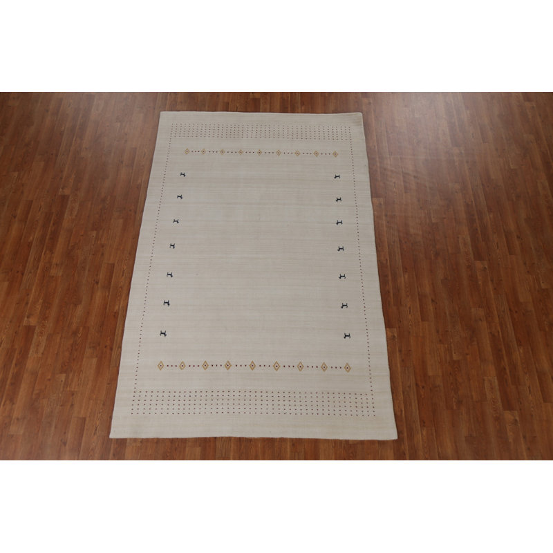 Tapis oriental géométrique Gabbeh noué à la main 5 x 8