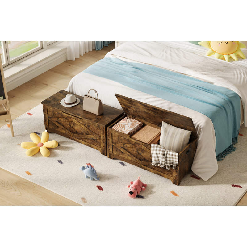 Banc à chaussures avec rangement relevable Farmhouse, Brun