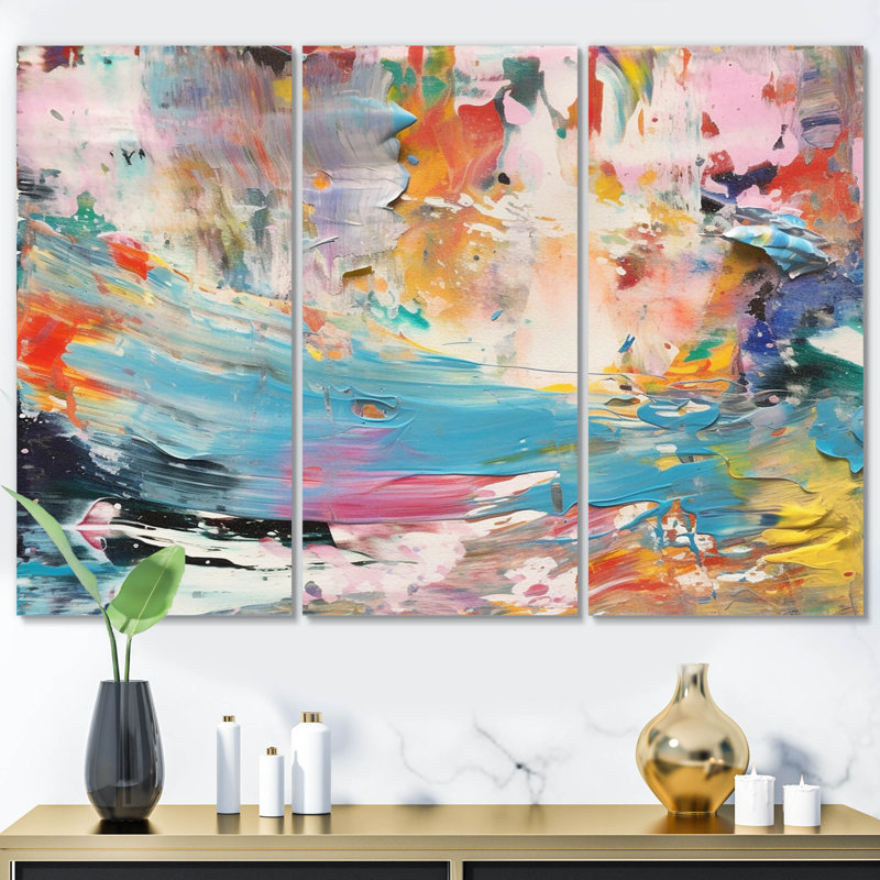 «Summer Of Retro Groove Expressionism I», 3 pièces, H 32 po x l 48 po x P 1 po