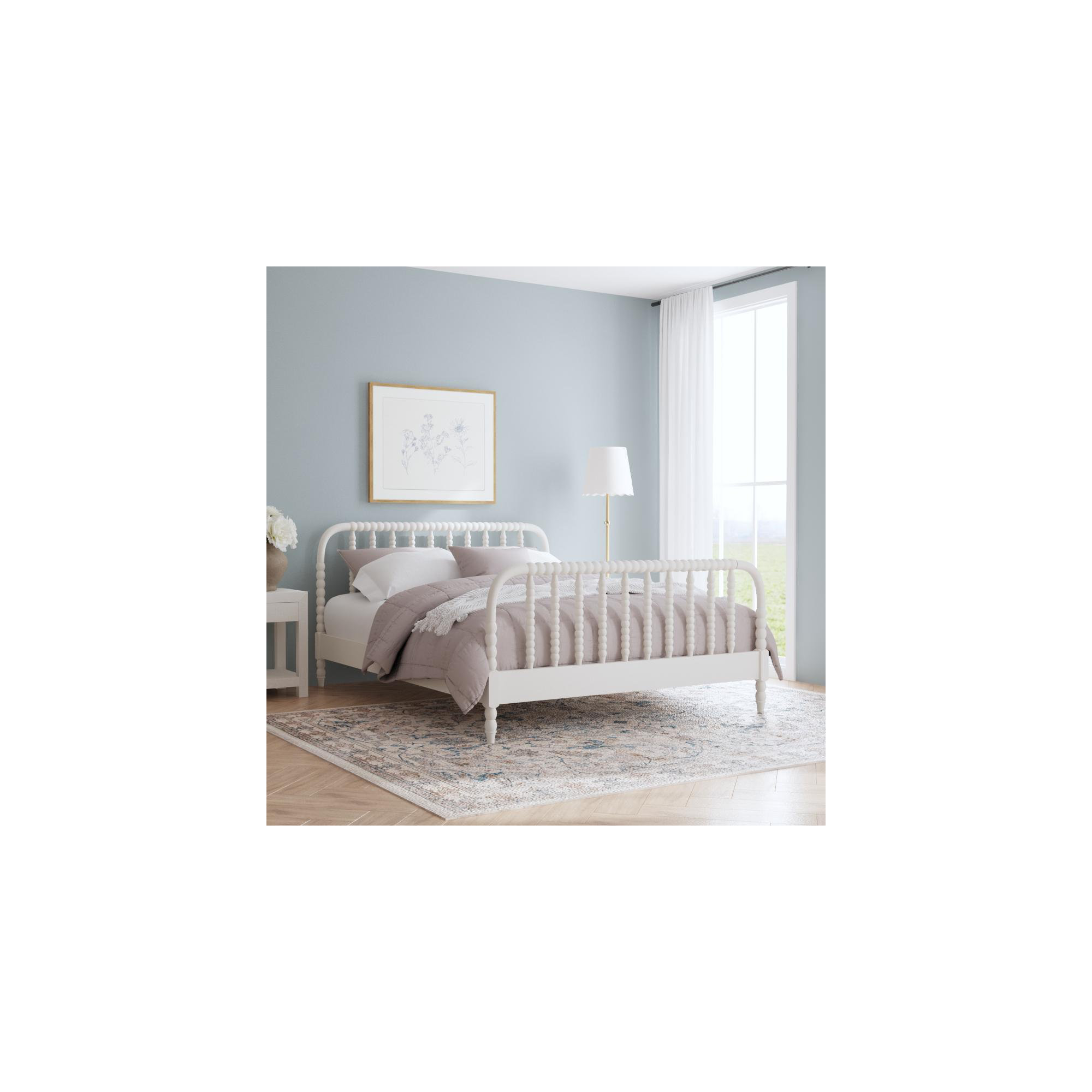 Benbrook Wood Spindle Bed, Queen, White