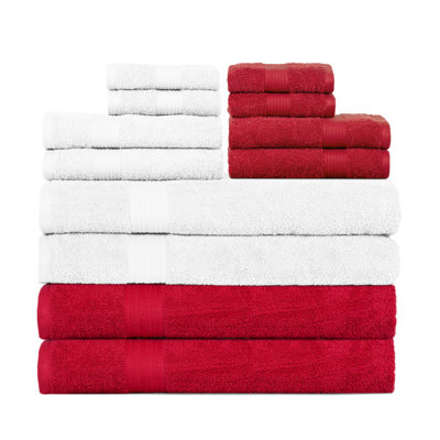 Ensemble de 12 serviettes de bain 100% coton à séchage rapide