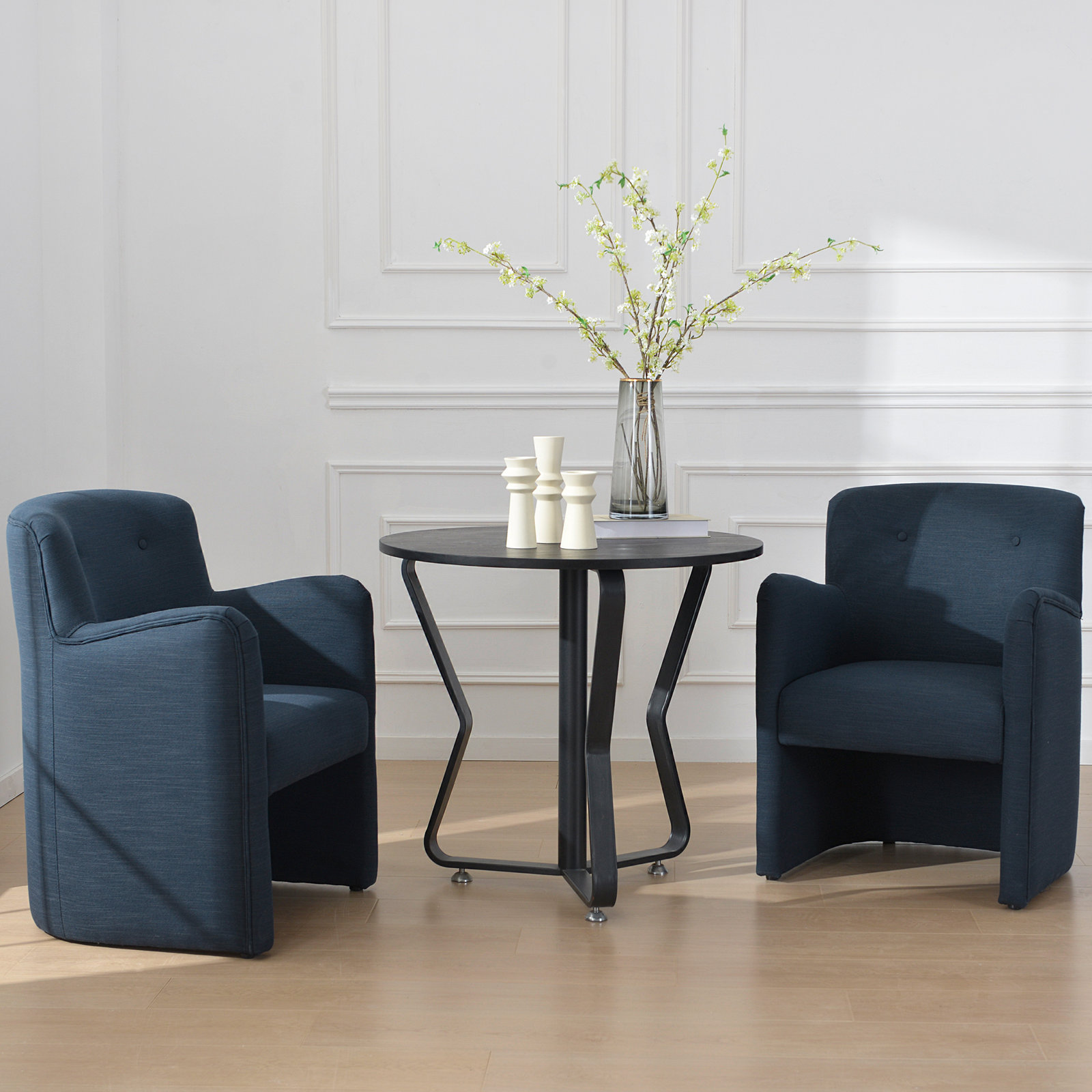 Jaidyn Linen Dining Armchair, Indigo
