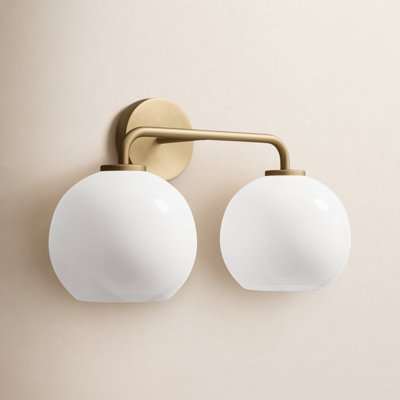 Childerley 17.5" W 2-Light Steel Vanity Light with Glass Globe Shades