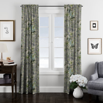 Estee Drapery Linen Floral Room Darkening Rod Pocket Single Curtain Panel