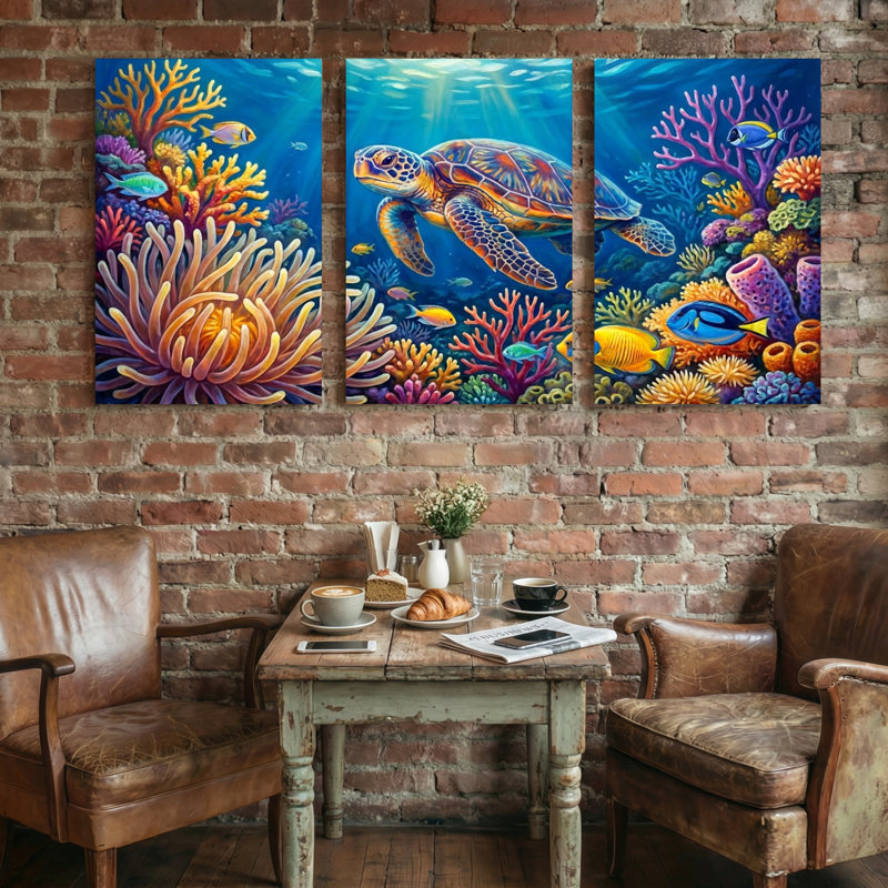 Animaux, ensemble de 3 impressions sur toile, H 36 po x l 72 po