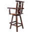 Tabouret de bar rustique - Fabrication en bois de sapin, chaise avec dossier en étoile décorative, repose-pieds, accoudoirs larges, tabouret de cuisine rustique, chaise de bistro haute pour salle à manger, restaurant, pub, 4 pieds, couleur brune