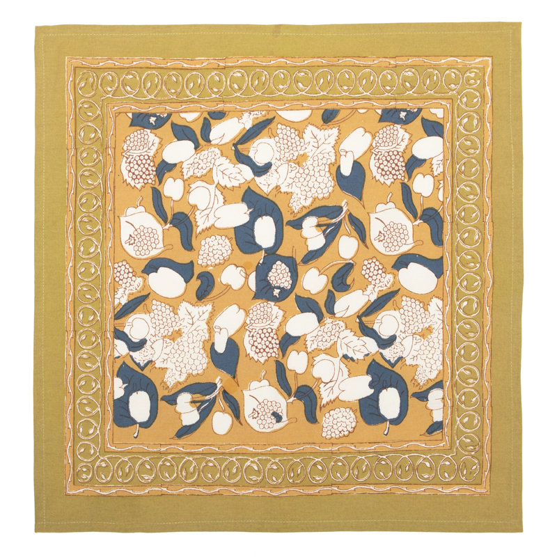 Forest Harvest 100% Cotton Square Napkins, Mustard/Blue