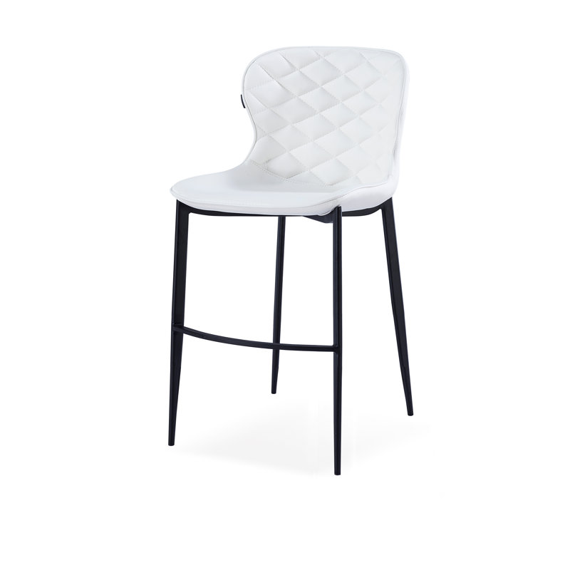Albert Upholstered Counter Stool, White, Black, Counter Stool (24” Seat Height)