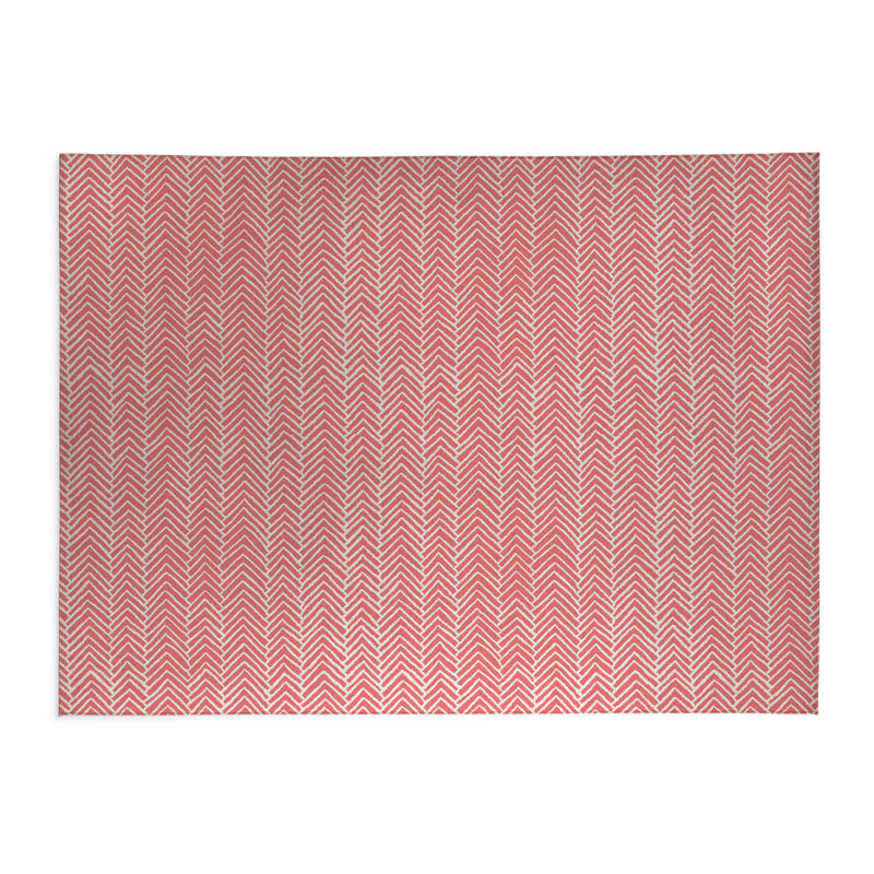 Tapis de cuisine à profil bas Chevron Block, Rectangulaire 3 pi x 5 pi, Vieux rose