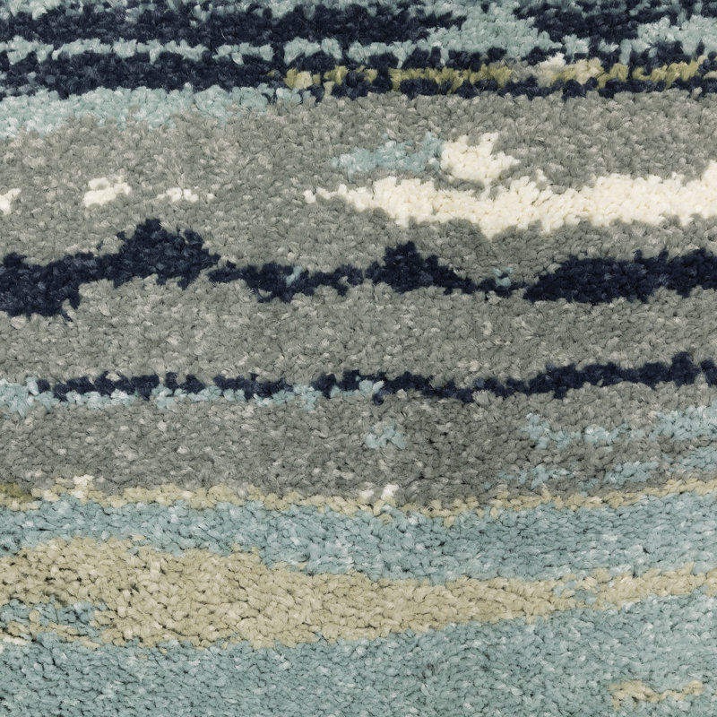 Tapis d'intérieur moderne bleu / vert Sloane, Rectangle 9 pi 10 po x 12 pi 10 po