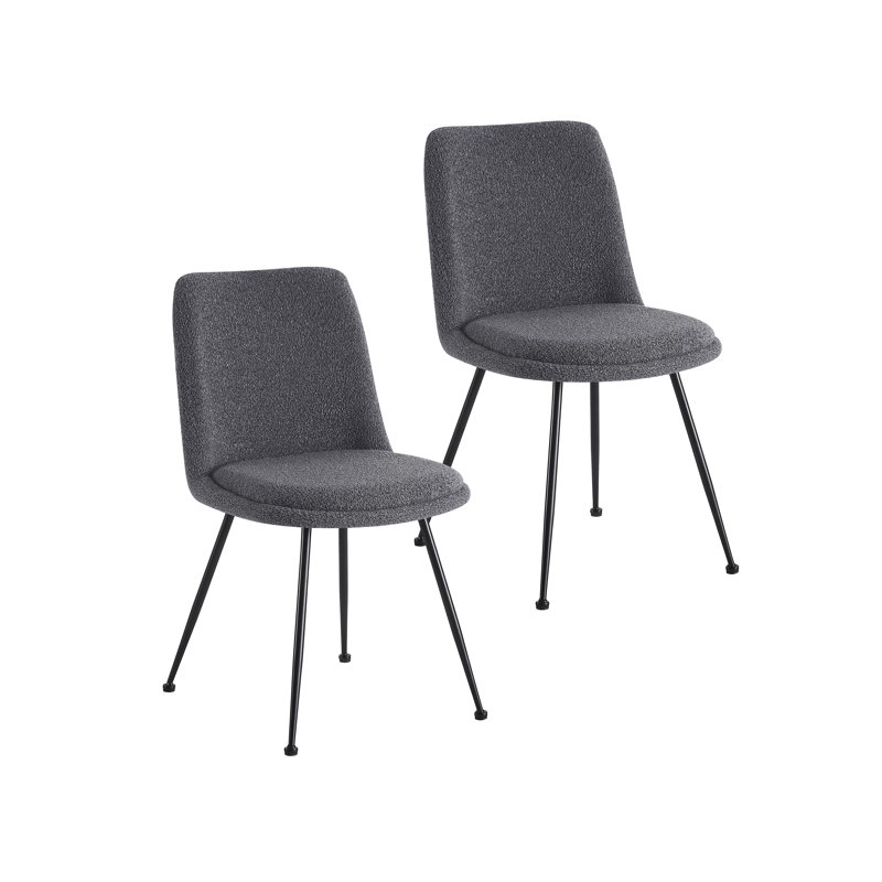 Caiddie Fabric Dining Chair with Steel Legs, Dark Gray