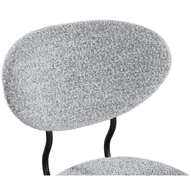 Boucle Upholstered Side Chair, Grey Boucle Fabric