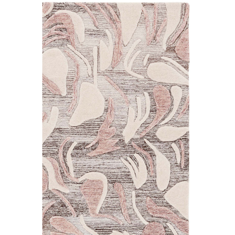 Tapis rose / ivoire en laine / coton touffeté à la main Glendell 740, Tapis de couloir 2 pi 3 po x 8 pi